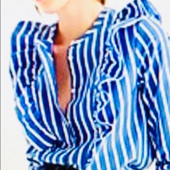 JCrew Striped Ruffle Blouse - Picture 6 of 6